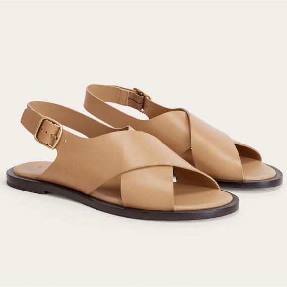 Everlane City Crossover Sandals Taupe Leather Buckle Flat Slide 8 NEW w/o Box - Picture 8 of 8